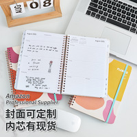 Agenda personnalisé de haute qualité 2025, carnet de notes, reliure à spirale, couverture rigide, anneaux dorés