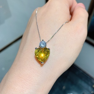 Wholesale Eco-friendly Copper Heart Cut Yellow Zircon Pendant <b>Earrings</b> <b>Set</b> Premium Quality Jewelry <b>Set</b> Simple for Daily Style - Product Image 2
