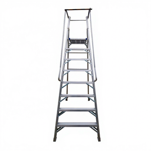 8级工业折叠伸缩铝梯，承重300磅，便携式，适用于工程使用 - Product Image 1