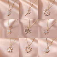 Collier pendentif en acier inoxydable avec zircon pour femmes, collier personnalisé, bijoux tendance