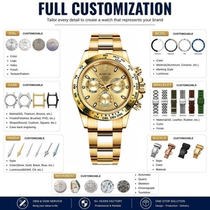 ODM OEM Custom <b>Automatic</b> Luxury Watch 40MM Classic Men's Gold Mechanical Watches <b>Chronograph</b> Stainless Steel Rotating Bezel - Product Image 2