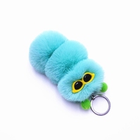 Nouveau porte-clés lumineux en peluche douce en forme de chenille mignonne, couleur bonbon, accessoires de voiture