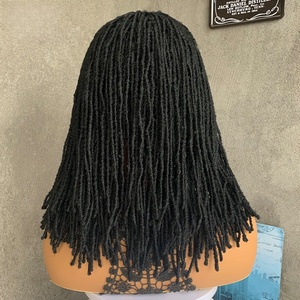 Perruque synthétique tressée sans colle de 14 pouces, effet fausses locks, densité 180 %, fibre haute température, pour femmes africaines - Product Image 3