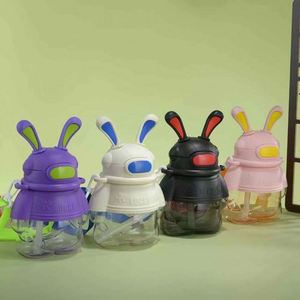 Cartoon Rabbit 800Ml Large Capacity Portable Spring-Loaded Drop-Proof High Temperature Resistant Camping <b>Drinkware</b> <b>Plastic</b> Cup - Product Image 1