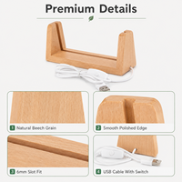Base de lampe LED en bois moderne en forme de U, alimentée par USB, support d'affichage lumineux en plexiglas pour panneaux en acrylique cristallin