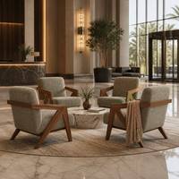 Fauteuil en bois massif de style moderne du milieu du siècle, canapé d'appoint de qualité commerciale pour hall d'hôtel et salon de restaurant
