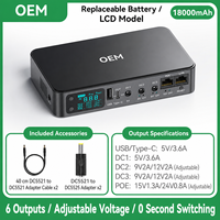 Baterai Mini UPS 10400mAh DR2P yang Dapat Diganti untuk Router WiFi, Modem, Kamera CCTV, POE, Catu Daya Cadangan DC, Layar LCD