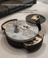 Luxuriöses Skandinavisches Steinplatten-Oval-Couchtisch-Set für das Moderne Minimalistische Wohnzimmer für Kleine Häuser