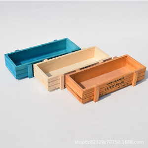 Wooden Miniature <b>Succulent</b> <b>Pots</b> Rectangular Planting Boxes Vintage Distressed Desktop Green Plant Box Indoor Use - Product Image 2