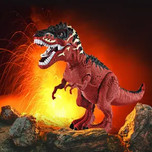 Yourmestudio dinossauro mecânico, spray elétrico brilhante para caminhada