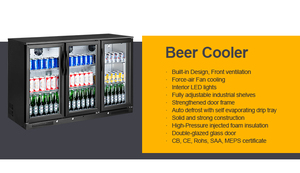 <span class=keywords><strong>Frigorifero</strong></span> per Birra Personalizzato da 338L con <span class=keywords><strong>Doppia</strong></span> <span class=keywords><strong>Porta</strong></span> in Vetro, Refrigeratore Commerciale da Banco con Raffreddamento a Compressore - Product Image 4