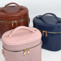 Sac de maquillage personnalisé haut de gamme en cuir de crocodile PU avec fermeture éclair, sac à bandoulière portable, rangement à main avec certification BSCI