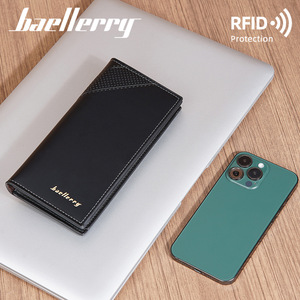 Baellerry Men's Long <b>Wallet</b> Multi-Card Zippered <b>RFID</b> Protection Business Bi-Fold <b>Wallet</b> Solid Color Everyday Use - Product Image 4
