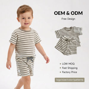 Ensemble de vêtements d'été pour enfants OEM ODM, t-shirts rayés et pantalon pour enfants, ensembles de vêtements pour bébé garçon 2 pièces - Product Image 1