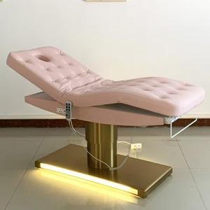 Camilla de Masaje Eléctrica Rosa para Salón de Belleza con Base Dorada, Último Diseño, Cama para Pestañas - Product Image 4