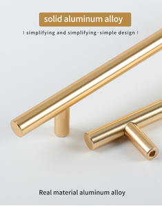 Jinnate American Simple Gold T-Bar Furniture Pull Handles New Aluminum Knurled Design Kitchen Cupboard Wardrobe Dresser Drawer - Product Image 3