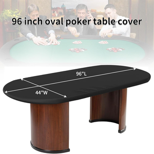 Wholesale Oval Poker <b>Table</b> Cover <b>Card</b> <b>Table</b> Cover with Adjustable Elastic and Buckle Waterproof Oxford Fabric 96"L x 44"W Black - Product Image 3