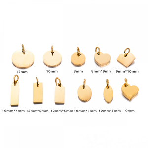 Bán Buôn Tự Làm Đồ Trang Sức Làm Thép Không Gỉ Mạ Vàng Khắc Trống Hình Học Trái Tim Mặt Dây Chuyền Thương Hiệu Logo Tùy Chỉnh Đồ Trang Sức Thẻ - Product Image 5