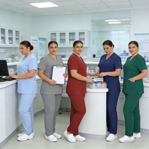 Unisex Hospital Scrub Set Short Sleeve Split Design Knitted Spandex/Polyester Fabric for <strong>Surgical</strong> and Clinical Use - Product Image 2