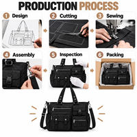 Sac fourre-tout en polyester grande capacité personnalisé pour les voyages, le travail, sac à bandoulière multi-poches avec sangle réglable