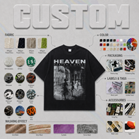 Camiseta vintage de 300g con lavado pesado, estilo americano, textura desgastada y estampado personalizado, de marca a la moda.