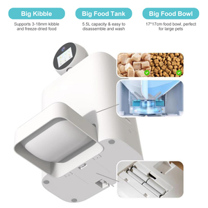 Comedero Automático de Lujo con Cámara HD de 3 Megapíxeles, WiFi 2.4G/5G, Aplicación, Carga por Batería, Pantalla LCD, Programación de Alimentación, Dispensador de Comida - Product Image 2