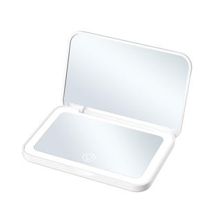 Miroir de poche à LED double face carré, mini miroir de maquillage compact à LED avec gradation - Product Image 2