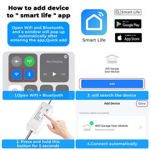 स्मार्ट लाइफ गैरेज डोर सेंसर रिमोट कंट्रोल खुला या बंद हो सकता है या फिर किसी भी पावर एडाप्टर के लिए यूएसबी पोर्ट सूट स्थापित करना - Product Image 6