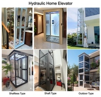 Ascenseur hydraulique résidentiel personnalisé en verre pour villa, extérieur et hôtel, avec plancher en PVC, 2 personnes, 3 niveaux