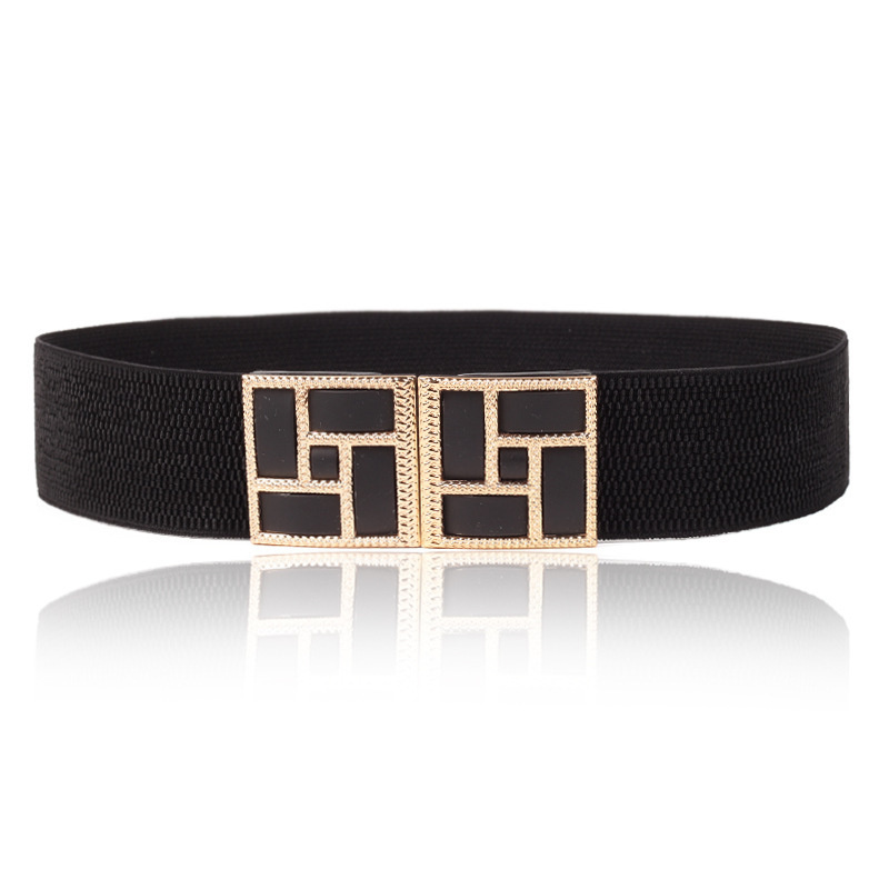 Ремень с квадратной пряжкой для платьев, модный широкий эластичный пояс для женщин