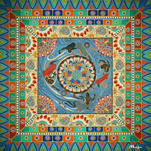 Tapis de Mahjong Américain Motif Dunhuang Antidérapant Réducteur de Bruit en Caoutchouc Pliable Portable pour Mahjong, Poker et Jeux de Société - Product Image 2
