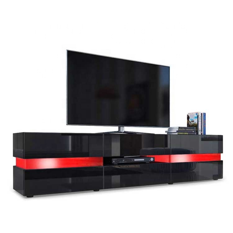 Nieuwe Ontwerp Houten Morden Lage Grote I Vormige Flat Pack Grote 75 Inch Led Lcd Tv Vloerstandaard Tv Tafel