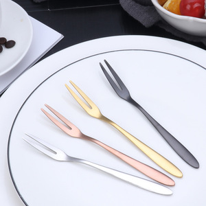 Tenedor de fruta de acero inoxidable 304, juego de tenedores de dos puntas para fruta, tenedor para pastel y mooncake con logo. - Product Image 4