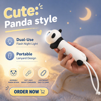 Cadeau USB personnalisé, mini porte-clés panda, jouets, lampe torche portable, lampe torche rechargeable puissante en silicone pour enfants