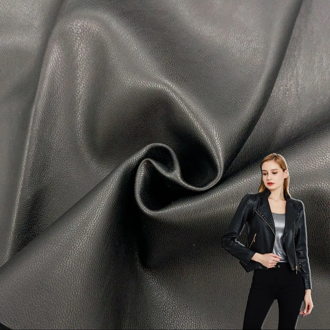Waterproof vegan Leather 100 Polyester Fur Fabric Textiles PU Leather Products Faux Leather Fabric for Clothing