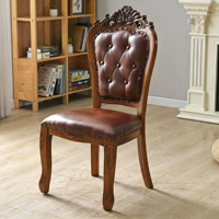 Chaise de salle à manger rembourrée en bois massif sculpté de style américain, mobilier rétro européen pour la maison et les restaurants