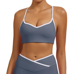 Conjunto de sujetador deportivo Lululemon para mujer, cuello en V, color sólido, de secado rápido, para yoga, fitness, entrenamiento, ropa deportiva, 6009-5 - Product Image 1