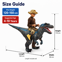 Costume gonflable de Velociraptor, tenue de dinosaure portable, taille 1,2 m, durable, pour festivals et défilés en extérieur, facile à utiliser