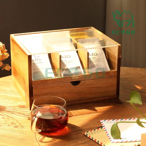 กล่องเก็บชาไม้ไผ่ทรงสี่เหลี่ยมผืนผ้าพร้อมกล่องของขวัญชาไม้สำหรับกล่องและถังขยะ - Product Image 2