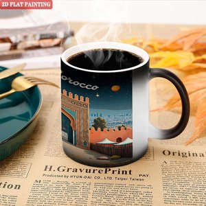 Art Craft DIY Blank Mug 11oz Frosted Black Ceramic Heat Sensitive Color Changing <b>Magic</b> <b>Cup</b> - Product Image 5
