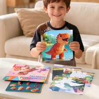 Autocollant 3D Géométrique Puzzle Mathématique Chiffres Jouet Éducatif DIY Activité Cérébrale Ludique Autocollant par Numéro Thème Dinosaure Animal