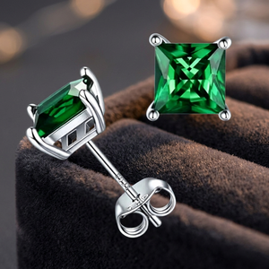Square Princess Cut Emerald Cut 925 Sterling <b>Silver</b> <b>Stud</b> Earrings For Women Wedding Engagement Party Gift - Product Image 3