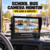 Sistem Tampilan Kamera Kendaraan IPS AHD 7 9 10 Inch Empat Kanal untuk Bus Sekolah, Truk, Van, Dapat Dikonfigurasi Layar Terpisah 12V 24V