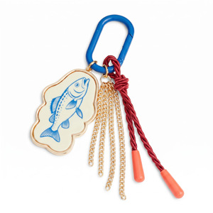 Breloque de sac imprimé tropical côtier - Porte-clés élégant en émail avec pompon en corde de coton et mousqueton coloré, pendentif sur le thème de l'océan - Product Image 5