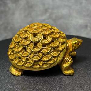 Estatueta de Tartaruga com Padrão de Moeda Dourada de Alta Qualidade, Símbolo da Sorte Chinês, Presente Cultural para Decoração de Casa e Coleção - Product Image 2