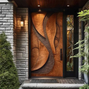 Portes d'entrée principales en bois massif de style américain contemporain pour maison, portes extérieures en bois modernes pour maison - Product Image 1