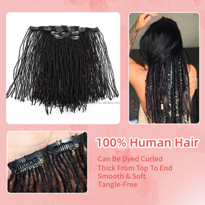 0.1cm Clip dans l'extension de cheveux Afro Kinky Curly Interlocs 100% cheveux humains Dreadlocks extensions de locs noirs naturels pour femme noire - Product Image 6