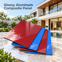 Panneau composite en aluminium noir brillant revêtu FEVE 4 mm, taille personnalisée, plaque ACP pour façades de bâtiments commerciaux