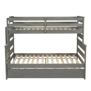Lit superposé gris avec tiroir de rangement intégré, meubles de chambre d'enfant - Product Image 5