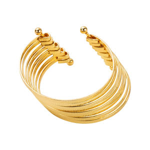 2024 nouveauté mode pas cher en gros bijoux bracelet creux brossé fil ouvert couches 18k or femmes bracelet bracelets - Product Image 4